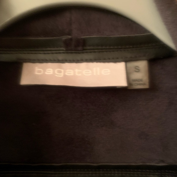 Bagatelle, NEW NEVER WORN, draped faux leather jacket, BLACK, size Small. - Picture 3 of 7